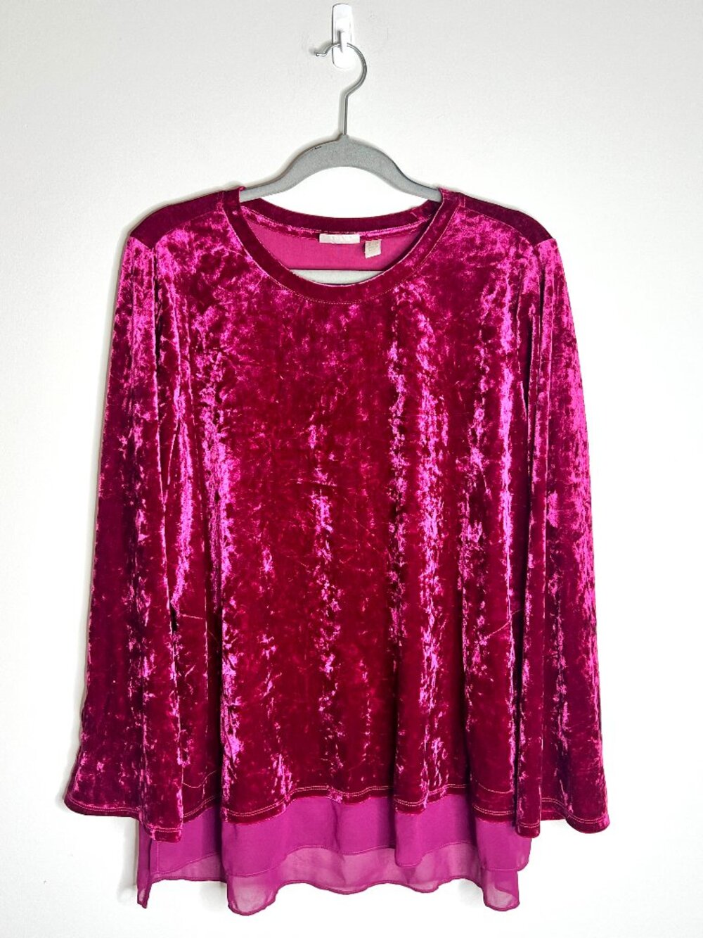 LOGO by Lori Goldstein Magenta Burnout Velvet Top Witchy Gypsy Fairycore Sz L